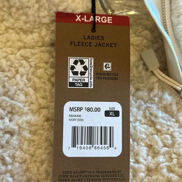 NEW Eddie Bauer Ivory Fleece Jacket - Picture 2 of 8